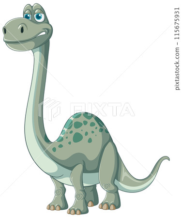 Friendly Cartoon Dinosaur Illustration Friendly Cartoon Dinosaur Illustration 115675931