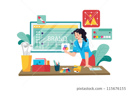 Graphic designer creating SEO-friendly images for a website. 115676155