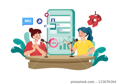 Influencer marketer collaborating with influencers to boost SEO. 115676164