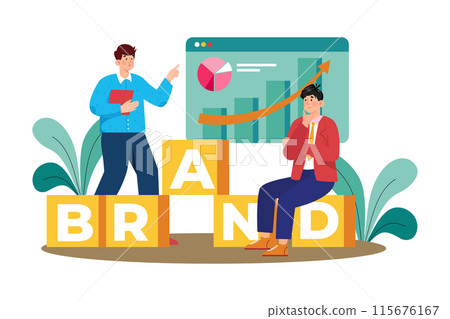 Brand strategist developing a branding strategy that incorporates SEO. 115676167