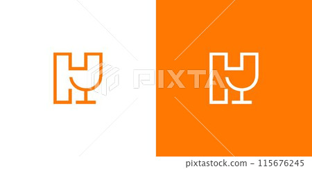 Unique and modern letter H combination glass logo design Unique and modern letter H combination glass logo design 115676245