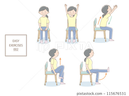 坐著的簡單伸展插畫集002 115676531