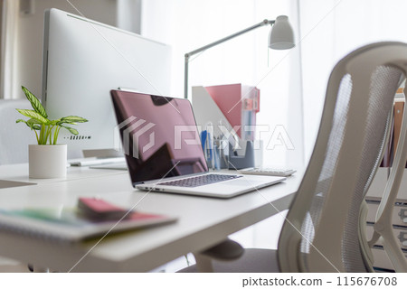 Desk with a computer 115676708