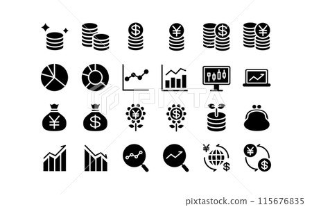 黑色投資剪影圖示集 115676835