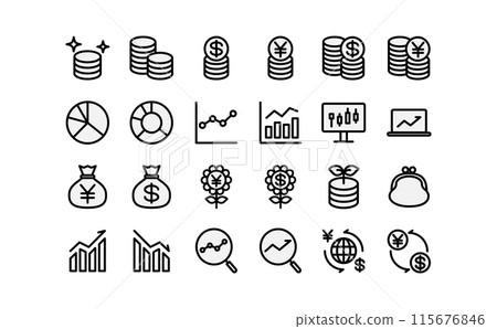 投資線描圖標集 投資線描圖標集 115676846