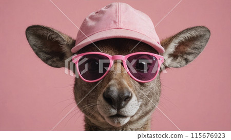 Undisclosed Animal with Pink Baseball Cap 115676923