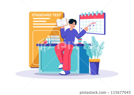 A high school student prepares for a standardized test. 115677045