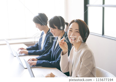Female call center operators 115677194