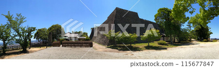 Marugame Castle stone wall and Enjukaku Annex Marugame Castle stone wall and Enjukaku Annex 115677847