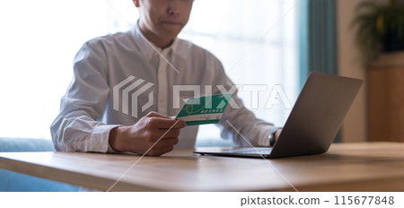 Men seeing passbooks 115677848