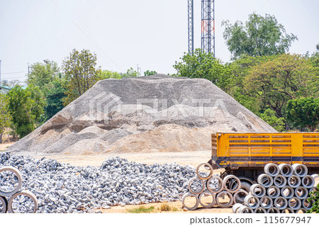 Pile of rocks and sand Pile of rocks and sand 115677947