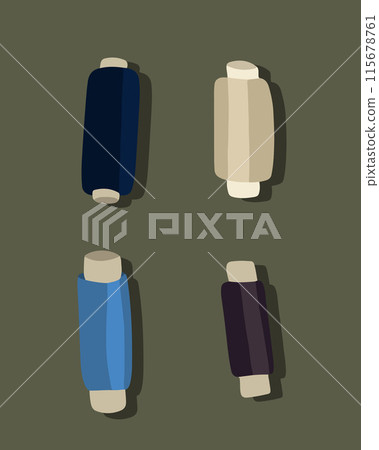 Vector isolated illustration of a set of sewing threads. 115678761