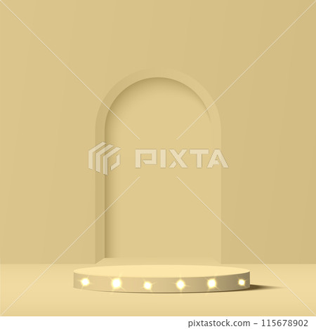 3d soft cream color podium with lighting and minimal cream color wall scene Vector 3d soft cream color podium with lighting and minimal cream color wall scene Vector 115678902