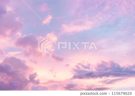 A beautiful pink and purple sky with fluffy clouds A beautiful pink and purple sky with fluffy clouds 115679020