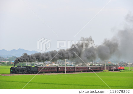 Shinetsu Main Line Annaka-Isobe JR East C61-20 + old passenger car + DD51-842 SL Retro Usui 115679292