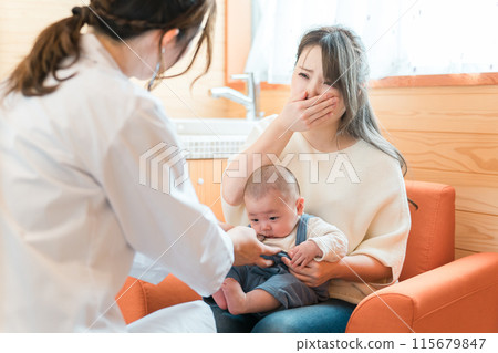 Postpartum care/housewives and mothers visiting hospitals for postpartum illness 115679847