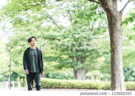 A man walking, running, and strolling in the park (aerobic exercise, dieting, burning fat) A man walking, running, and strolling in the park (aerobic exercise, dieting, burning fat) 115680265