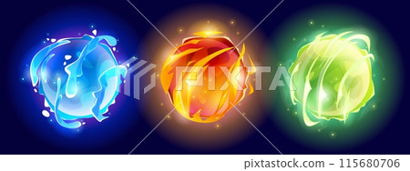 Magic neon glow ball for game ui design. 115680706