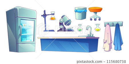Science laboratory interior furniture and tools Science laboratory interior furniture and tools 115680738