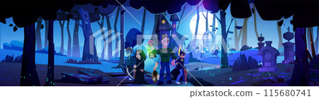 People character on Halloween at graveyard cartoon People character on Halloween at graveyard cartoon 115680741