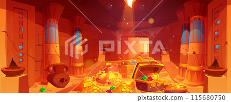 Egyptian tomb room interior with treasure Egyptian tomb room interior with treasure 115680750