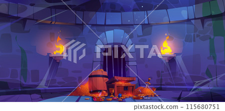 Medieval castle dungeon with treasure Medieval castle dungeon with treasure 115680751