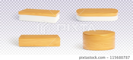 Wooden platforms set on transparent background 115680787