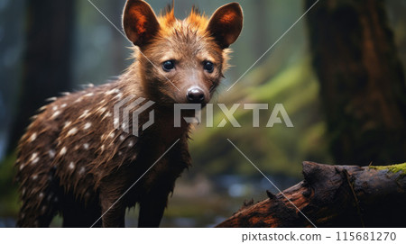 Northern Pudu (Pudu mephistophiles), Ecuador. The smallest species of deer in the world 115681270