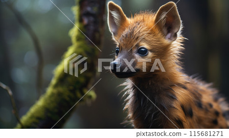 Northern Pudu (Pudu mephistophiles), Ecuador. The smallest species of deer in the world 115681271