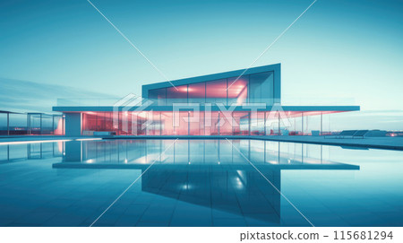 Modern office building in the evening Modern office building in the evening 115681294