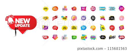 Flash offer sale banners pack. Promo price discount stickers. Special offer 3d speech bubble. Promotion flash coupons. Mega discount deal banners. Sale chat speech bubble. Ad promo message. Vector Flash offer sale banners pack. Promo price discount stickers. Special offer 3d speech bubble. Promotion flash coupons. Mega discount deal banners. Sale chat speech bubble. Ad promo message. Vector 115681563