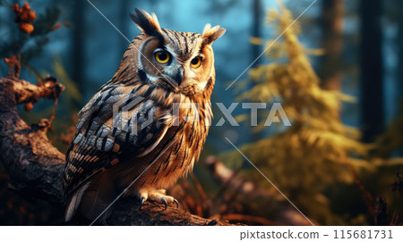 A Northern pygmy owl on the hunt 115681731