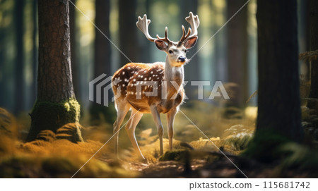 Majestic european fallow deer male in september 115681742