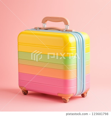 Rainbow colored suitcase isolated on white background Rainbow colored suitcase isolated on white background 115681798