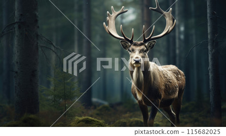 A bull elk in autumn during the rut 115682025