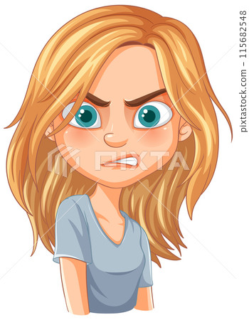 Angry Woman with Blonde Hair Angry Woman with Blonde Hair 115682548