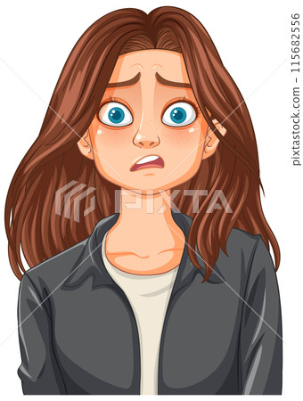 Worried Woman with Brown Hair 115682556