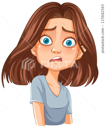 Worried Girl Expression Illustration 115682563