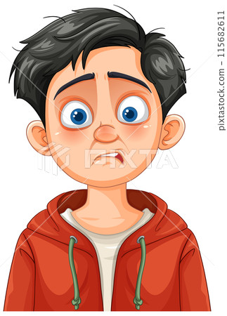 Worried Boy in Red Hoodie 115682611