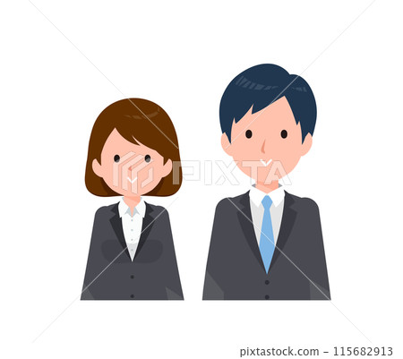 Business people men and women in suits. Normal facial expressions, smiling. Business people men and women in suits. Normal facial expressions, smiling. 115682913