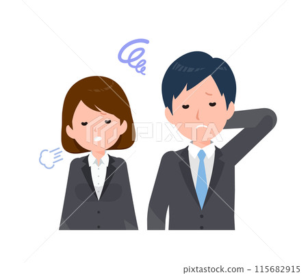 商務人士男女穿著西裝。麻煩、失敗、失望。 115682915