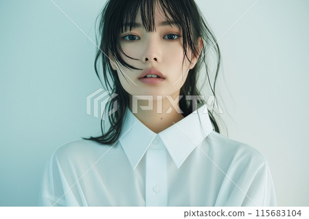 黑髮女子/襯衫“AI生成圖像” 黑髮女子/襯衫“AI生成圖像” 115683104