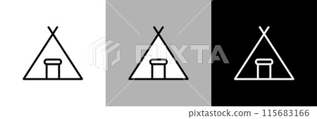 簡單的線條畫帳篷向量圖標 115683166