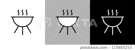 Simple line drawing barbecue grill vector icon Simple line drawing barbecue grill vector icon 115683253