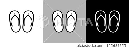 Simple line drawing beach sandals vector icon 115683255