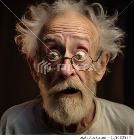 Portrait of shocked old man open mouth 115683554