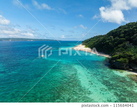 Tourist boat running over turquoise water going to Puka Shell Beach. Boracay, Philippines. Tourist boat running over turquoise water going to Puka Shell Beach. Boracay, Philippines. 115684041