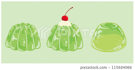 綠色果凍插圖集 115684066