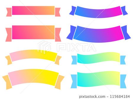 Set of thin and thick gradient title ribbons in flat design RGB 115684184