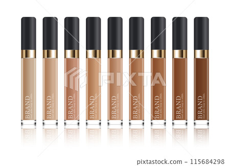 Hydrating facial concealer for annual sale or festival sale. black and gold concealer mask bottle isolated on glitter particles background. Graceful cosmetic ads, illustration. Hydrating facial concealer for annual sale or festival sale. black and gold concealer mask bottle isolated on glitter particles background. Graceful cosmetic ads, illustration. 115684298